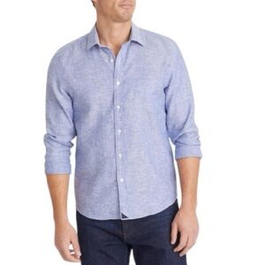 UNTUCKit Vin Santo Wrinkle-Resistant linen long-sleeve button up blue shirt |XL